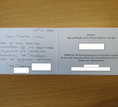 dankeskarte von angehörigen