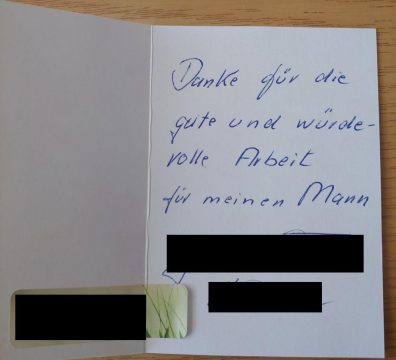 dankeskarte von angehörigen
