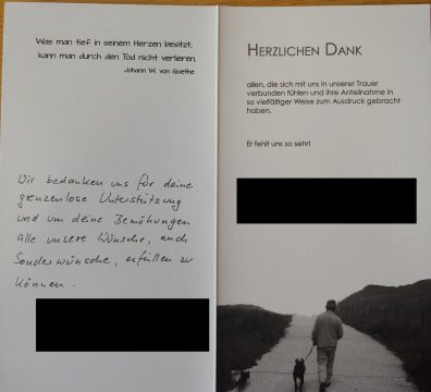 dankeskarte von angehörigen
